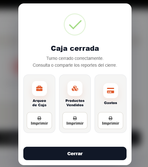 Cierre de caja de DetiPos