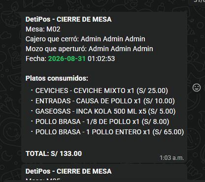 Notificaciones de WhatsApp de DetiPos